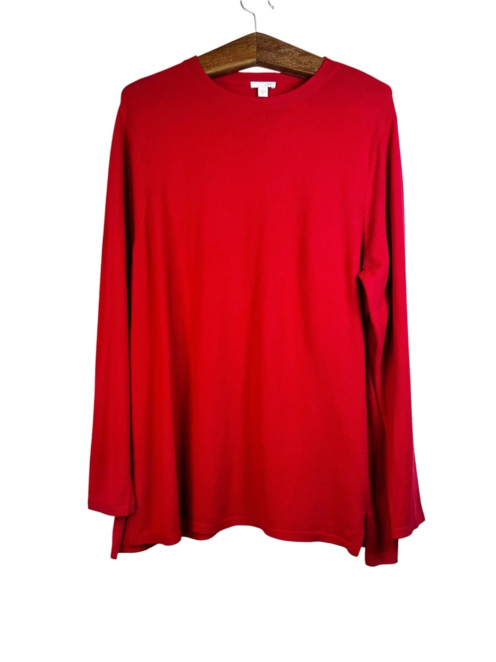 J. Jill Red Long Sleeve Pullover Sweatshirt Blouse Size XL Minimalist Classic